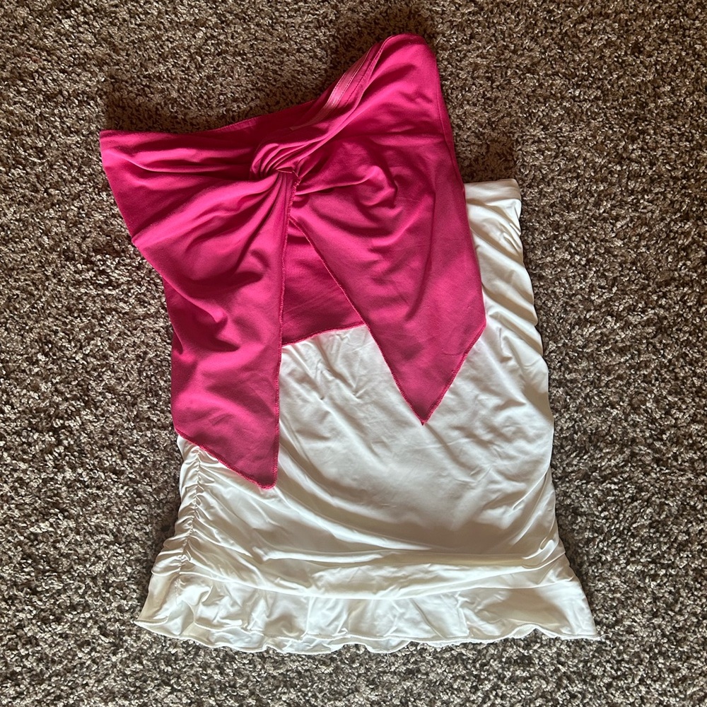 White Ruched Mini Skirt